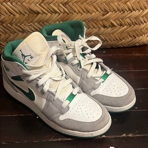 Nike High-Top Sneakers in White, Gray, and Green